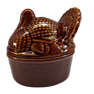 Cost plus world market Small Thanksgiving Brown Turkey Ceramic Covered Dish